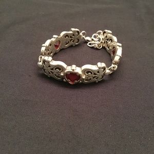 Brighton Ruby Red Crystal Heart Retired Bracelet
